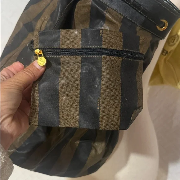 Vintage Fendi Chic Striped Black and Brown Women's Backpack - Picture 6 of 13